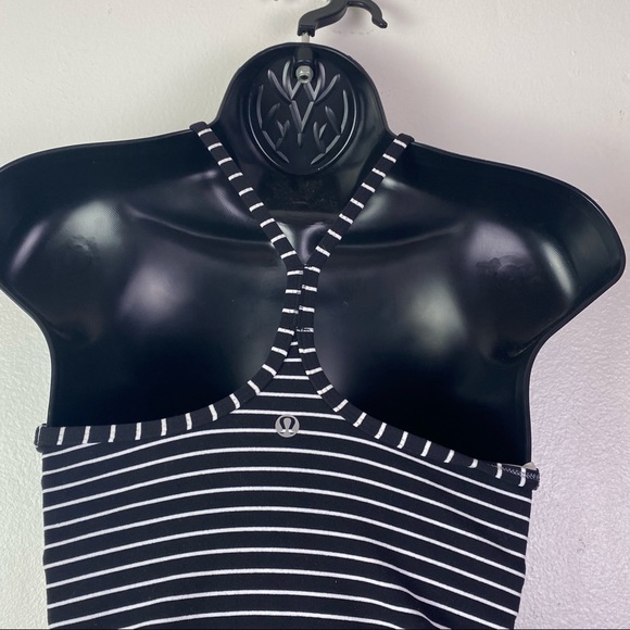 Lululemon Power Y Tank *Luon Black White Stripe Built In Bra Shelf - Picture 9 of 9